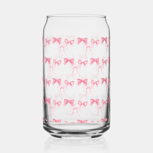 Waterverf Roze Bow Bachelorette Party Blikvorm Glas (Voorkant)