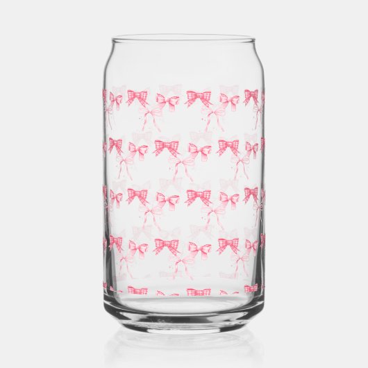 Waterverf Roze Bow Bachelorette Party Blikvorm Glas (Achterkant)