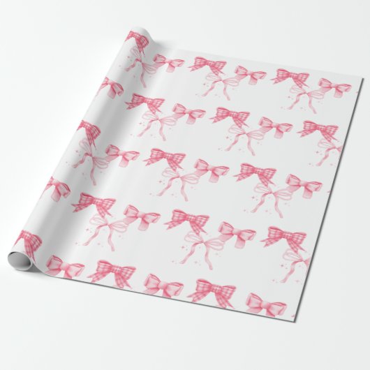Waterverf Roze Bow Bachelorette Party Cadeaupapier (Uitgerold)