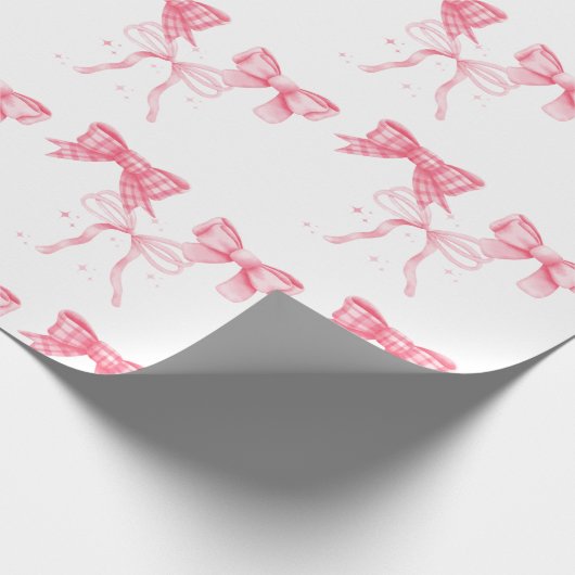 Waterverf Roze Bow Bachelorette Party Cadeaupapier (Hoek)