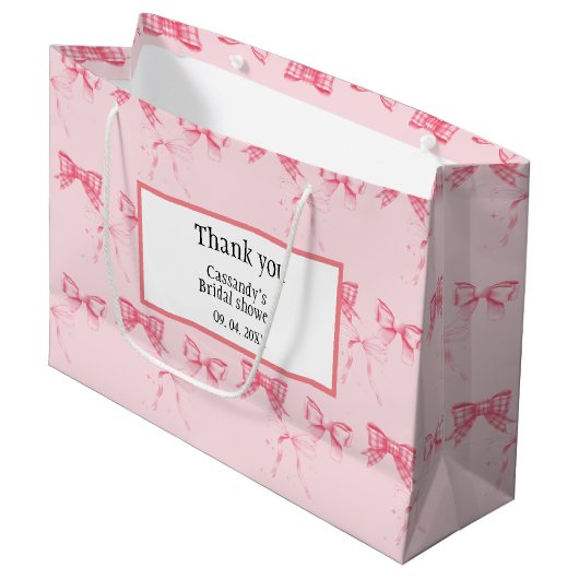 Waterverf Roze Bow Bachelorette Party Groot Cadeauzakje (Voorkant Gekanteld)