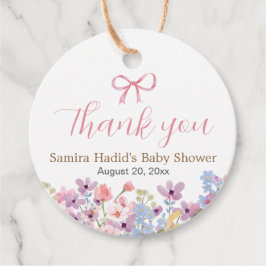 Waterverf Roze Bow Bloemen Meisje baby shower Bedankjes Labels