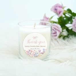 Waterverf Roze Bow Bloemen Meisje baby shower Ronde Sticker