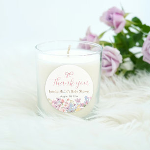 Waterverf Roze Bow Bloemen Meisje baby shower Ronde Sticker