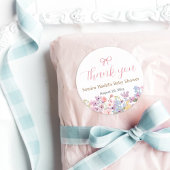 Waterverf Roze Bow Bloemen Meisje baby shower Ronde Sticker