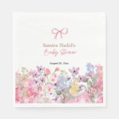 Waterverf Roze Bow Bloemen Meisje baby shower Servet (Voorkant)