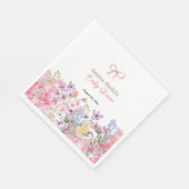 Waterverf Roze Bow Bloemen Meisje baby shower Servet (Hoek)