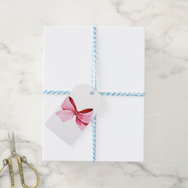 Waterverf Roze Bow Cadeaulabel
