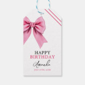 Waterverf Roze Bow Chic Sweet 16 Verjaardag Cadeaulabel (Achterkant)