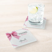 Waterverf Roze Bow Chic Sweet 16 Verjaardag Glazen Onderzetter (Schuin)