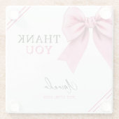 Waterverf Roze Bow Chic Sweet 16 Verjaardag Glazen Onderzetter (Achterkant)