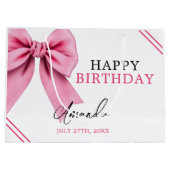 Waterverf Roze Bow Chic Sweet 16 Verjaardag Groot Cadeauzakje (Achterkant)