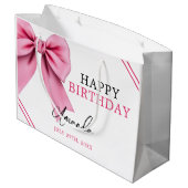 Waterverf Roze Bow Chic Sweet 16 Verjaardag Groot Cadeauzakje (Achterkant Gekanteld)
