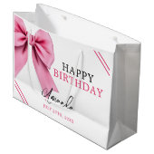Waterverf Roze Bow Chic Sweet 16 Verjaardag Groot Cadeauzakje (Voorkant Gekanteld)