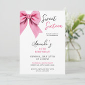 Waterverf Roze Bow Chic Sweet 16 Verjaardag Kaart (Staand voorkant)