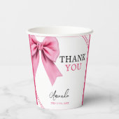 Waterverf Roze Bow Chic Sweet 16 Verjaardag Papieren Bekers (Achterkant)