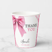 Waterverf Roze Bow Chic Sweet 16 Verjaardag Papieren Bekers (Voorkant)