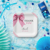 Waterverf Roze Bow Chic Sweet 16 Verjaardag Papieren Bordje (Feest)