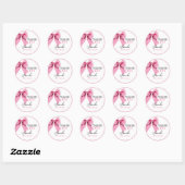 Waterverf Roze Bow Chic Sweet 16 Verjaardag Ronde Sticker (Vel)