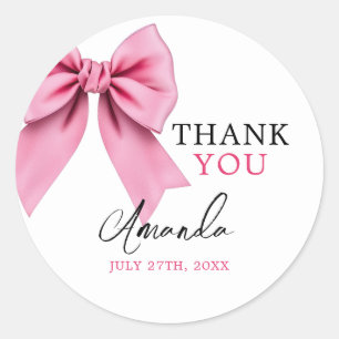 Waterverf Roze Bow Chic Sweet 16 Verjaardag Ronde Sticker