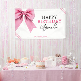 Waterverf Roze Bow Chic Sweet 16 Verjaardag Spandoek