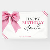 Waterverf Roze Bow Chic Sweet 16 Verjaardag Spandoek (Horizontaal)