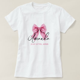 Waterverf Roze Bow Chic Sweet 16 Verjaardag T-shirt
