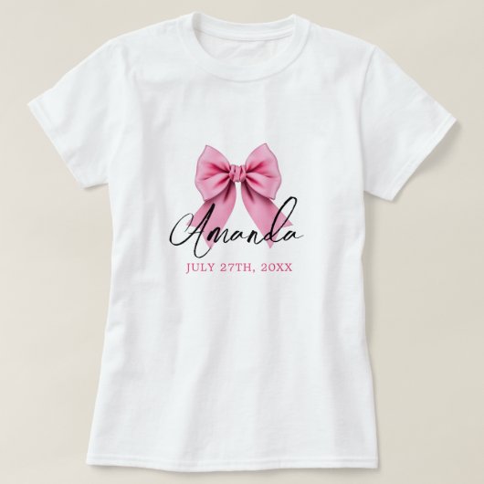 Waterverf Roze Bow Chic Sweet 16 Verjaardag T-shirt (Design voorkant)