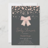 Waterverf Roze Bow Confetti Roos Goud Baby shower Kaart (Voorkant)