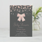Waterverf Roze Bow Confetti Roos Goud Baby shower Kaart (Staand voorkant)