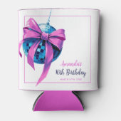 Waterverf Roze Bow Disco Ball Sweet 16 Verjaardag Blikjeskoeler (Voorkant)