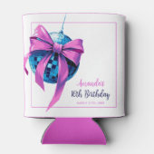 Waterverf Roze Bow Disco Ball Sweet 16 Verjaardag Blikjeskoeler (Achterkant)