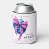 Waterverf Roze Bow Disco Ball Sweet 16 Verjaardag Blikjeskoeler (Blikje Achterkant)