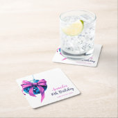 Waterverf Roze Bow Disco Ball Sweet 16 Verjaardag Kartonnen Onderzetters (Insitu)