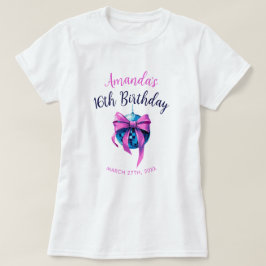 Waterverf Roze Bow Disco Ball Sweet 16 Verjaardag T-shirt