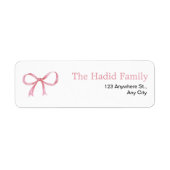 Waterverf Roze Bow Etiket (Voorkant)