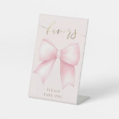 waterverf Roze Bow Favorieten Teken Reclamebord Met Voetstuk (Voorkant)