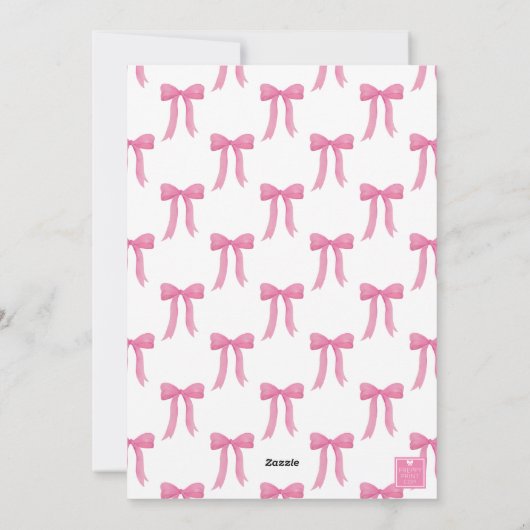 Waterverf Roze Bow Garland Foto Feestdagenkaart (Achterkant)