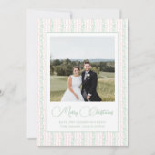 Waterverf Roze Bow Garland kerstfoto Feestdagenkaart (Voorkant)