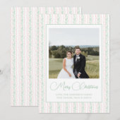 Waterverf Roze Bow Garland kerstfoto Feestdagenkaart (Voorkant / Achterkant)