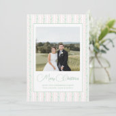 Waterverf Roze Bow Garland kerstfoto Feestdagenkaart (Staand voorkant)