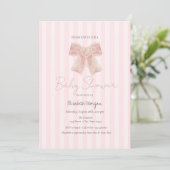 Waterverf Roze Bow Gestreept Baby shower Kaart