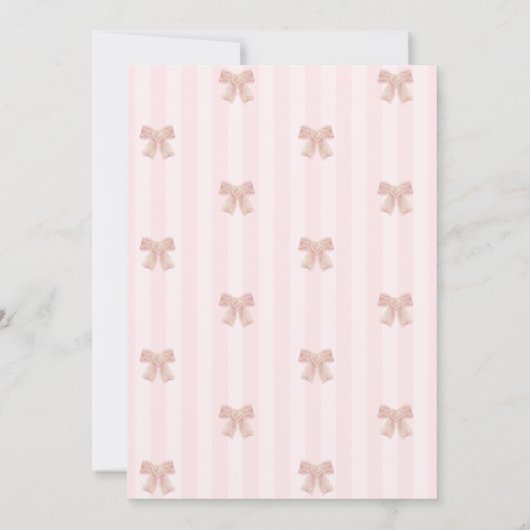 Waterverf Roze Bow Gestreept Baby shower Kaart (Achterkant)