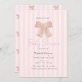 Waterverf Roze Bow Gestreept Baby shower Kaart