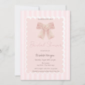 Waterverf Roze Bow Gestreept Vrijgezellenfeest Kaart (Voorkant)