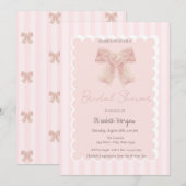 Waterverf Roze Bow Gestreept Vrijgezellenfeest Kaart (Voorkant / Achterkant)