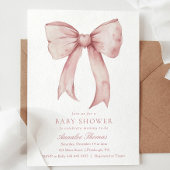 Waterverf Roze Bow Girl Baby shower Kaart