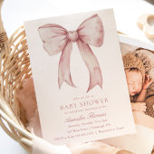 Waterverf Roze Bow Girl Baby shower Kaart