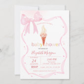 Waterverf Roze Bow Ice Cream Stippen Baby shower Kaart (Voorkant)