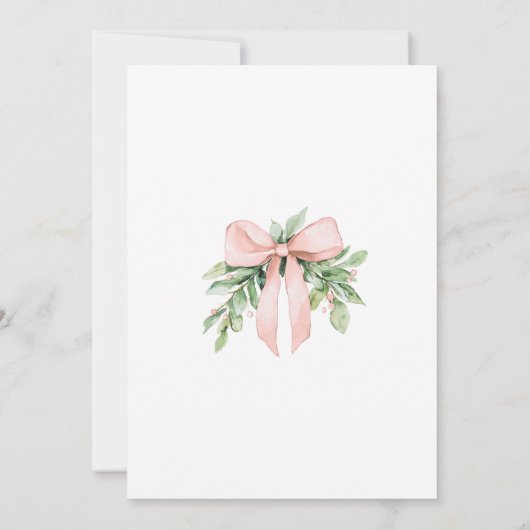 Waterverf Roze Bow Kerstverjaardag Kaart (Achterkant)